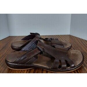 KEEN Emerald Isle Brown Leather T Strap Slide Sandals Women’s 36/US 6
